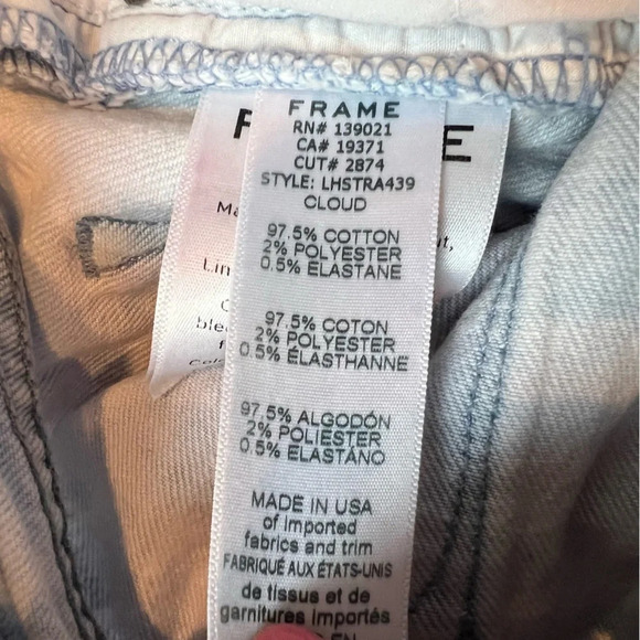 FRAME Le High Straight Leg Jeans Tie Dye Cloud Denim Casual Women’s 25 - Picture 8 of 10